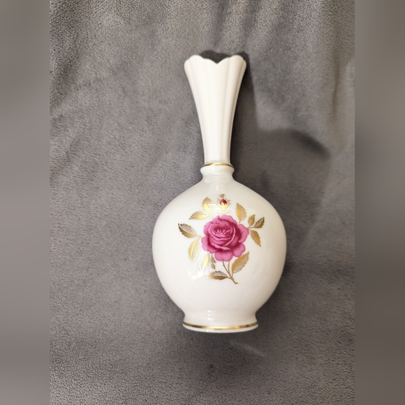 Lenox China RHODORA 27-X-304 Bud Vase Pink Roses Gold - Picture 5 of 8